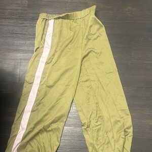 Olive Green Women's Pants with white Stripe